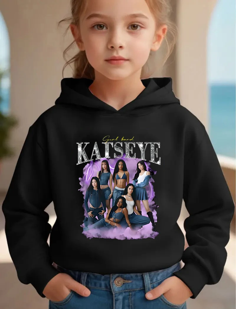 Girl Group KATSEYE Hoodie Girls Boys Tracksuits Hooded Sweatshirt Autumn Long Sleeve Pullover Katseye Kpop Children Casual Tops