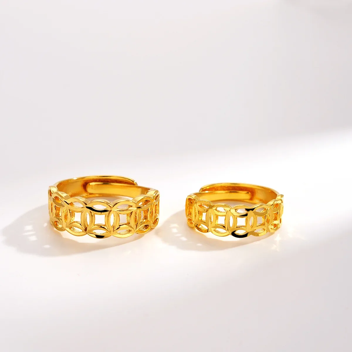 AU999 gold ring men and womens  retro 24K pure   personality fortune  fashion couple jewelry