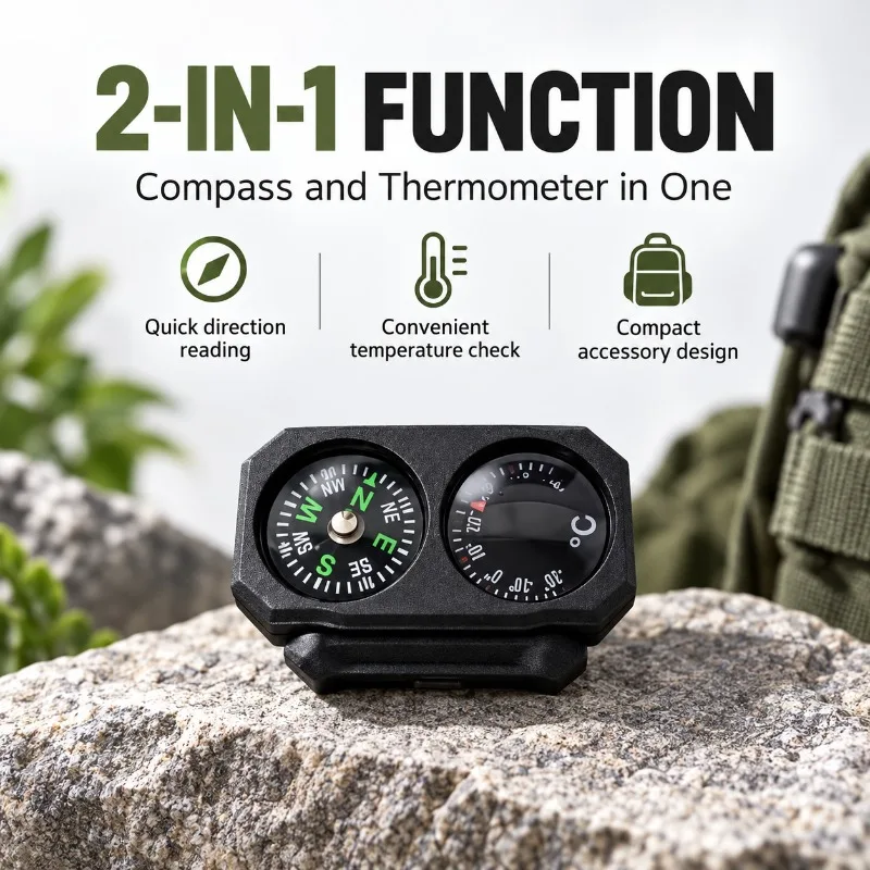 20mm Rail Mount Nylon Compass with Thermometer Multi‑Purpose Hobby Decoration Accessory