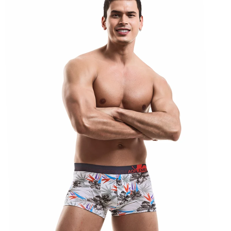 5 قطع سراويل داخلية للرجال، بوكسر مشروط، مطبوعات مثيرة، بوكسر، شباب عصري، شورت مسامي