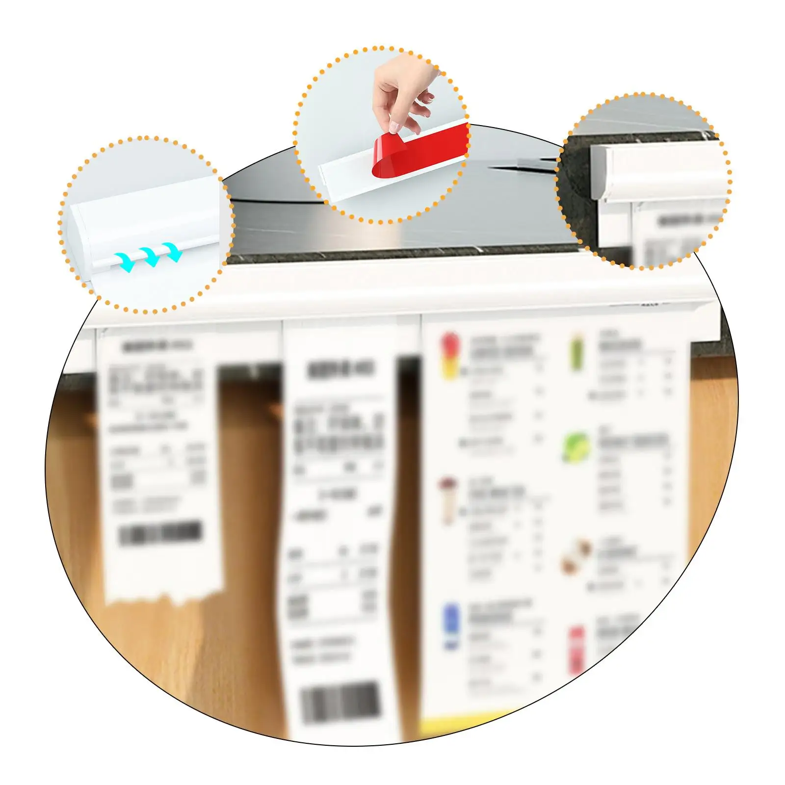 2xTicket Holder Order Holder Restaurant Bill Receipt Hanging Rack Display Rail 40cm