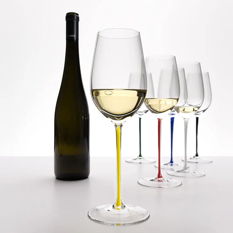 

JINYOUJIA-Riesling Champagne Cup, Handmade Colored Handle Wine Glass, Household Luxury Champagne Goblet, Austria RIEDEL Style