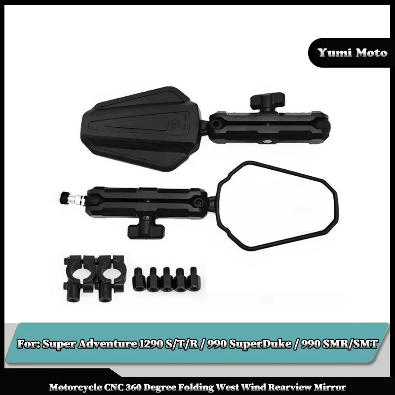 

Motorcycle CNC 360 Degree Folding West Wind Rearview Mirror For KTM Super Adventure 1290 S/T/R / 990 SuperDuke / 990 SMR/SMT