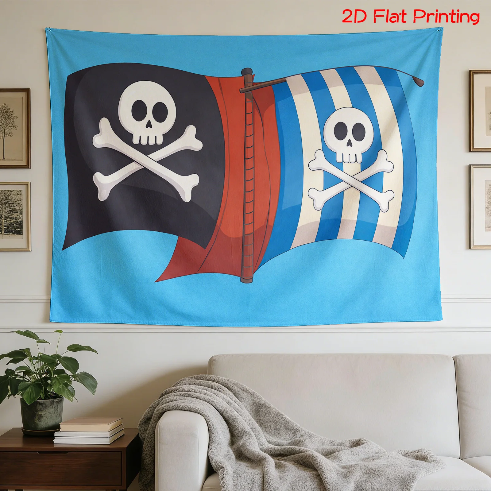Nautical Pirate Tapestry Wall Hanging Skull Crossbones Decor Large Polyester Fabric Art Print 180x280cm Room Decoration Home Acc