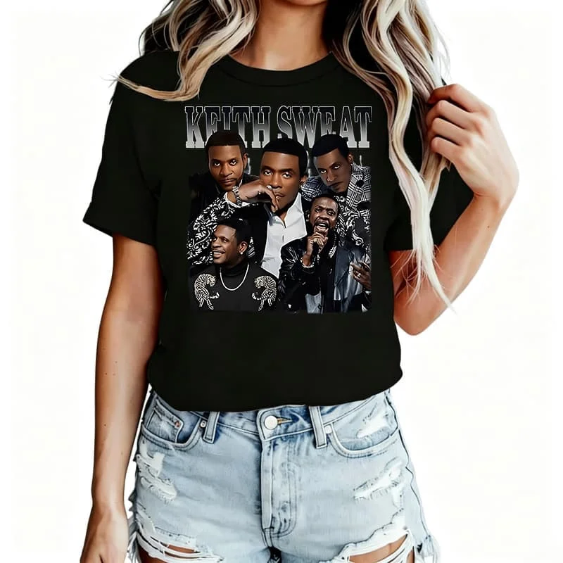 Keith Sweat R&B Bootleg Style Women's T-Shirt 100% Cotton Funny Graphic Short Sleeve Tee Novelty Shirt Casual Crew Neck Top S-5Xl