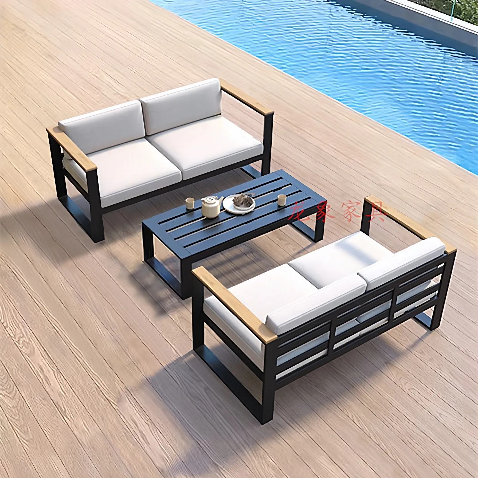 Outdoor sofa table and chair set Park courtyard leisure area Galvanized steel table and chair Waterproof sunscreen Aluminum