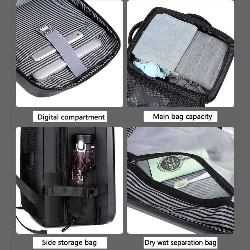 Luxury Backpack for Men Multifunction Hard Shell Series Men Anti Theft Waterproof Laptop Male Backpack Business Large Capactity