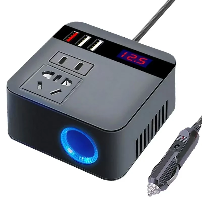 Car Inverter DC12V/24V to DC110V/220V 150W Peak LED Display Sockets Power Inverter Adapters Fast Charging Automobiles Inverters