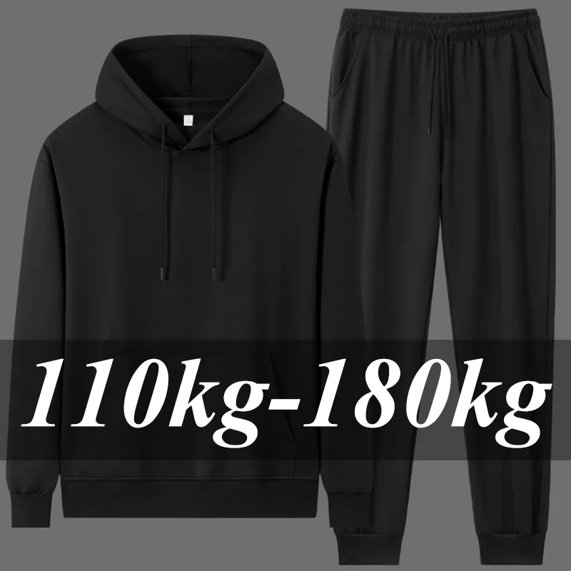 

Men's Hoodie Sweatshirt Sets Plus Size 6XL 7XL 100-180kg 100% Cotton Autumn Winter Long Sleeve Sport Suits Big Size Men Clothing