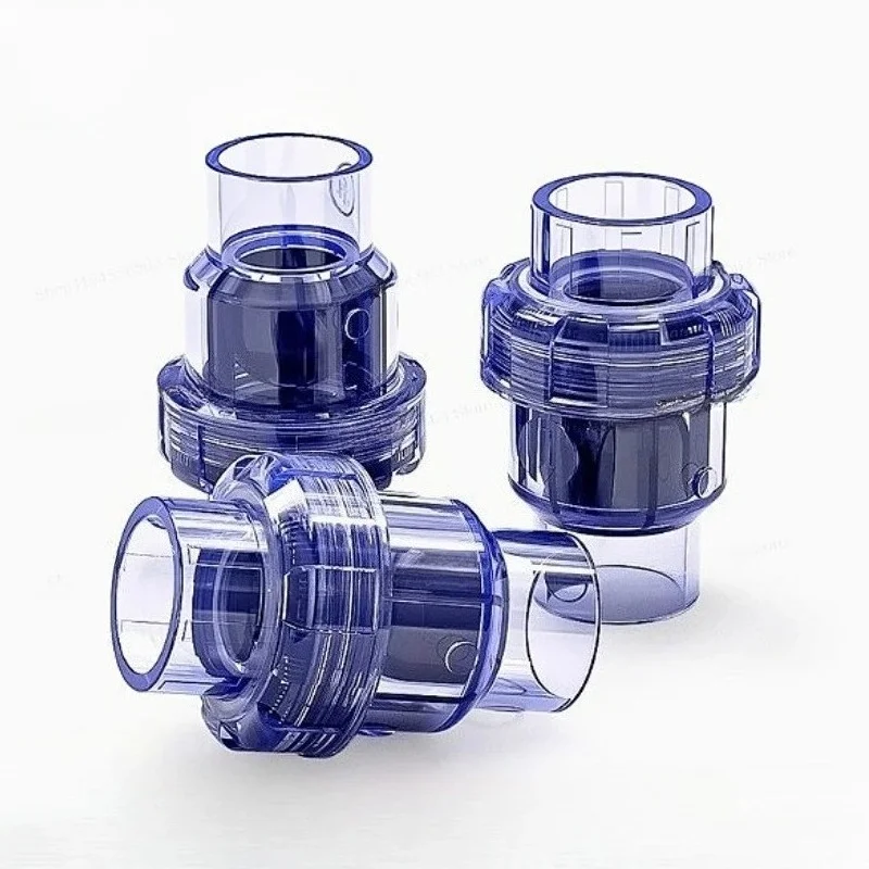 1PCS UPVC Single Union Check Valve 20-63mm Transparent Non-return Valve One Way Backflow Preventer for  Irrigation Pipe Fitting