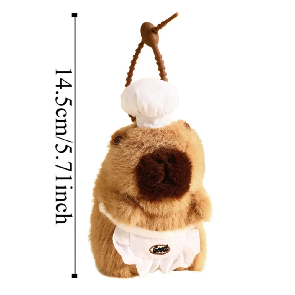 Kok Capibara Pluche Hanger Frieten Croissant Capybara Pluche Sleutelhanger Mooie Voedsel Capybara Plushie Pop Rugzak Charme