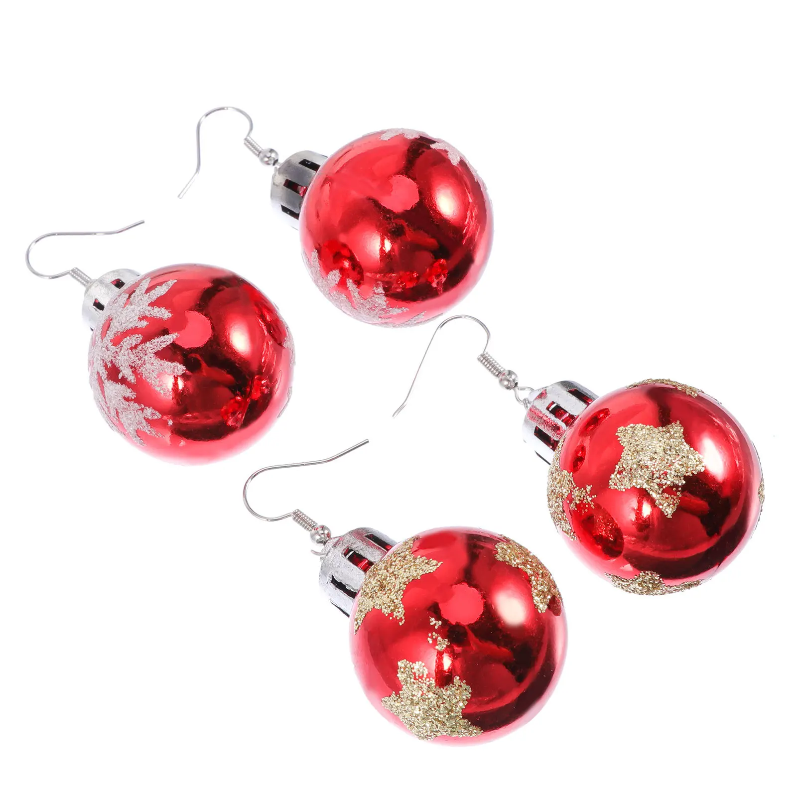 

2Pairs Christmas Ball Earrings Durable Lightweight Fashion Ear Drops Creative Design Charming Christmas Jewelry