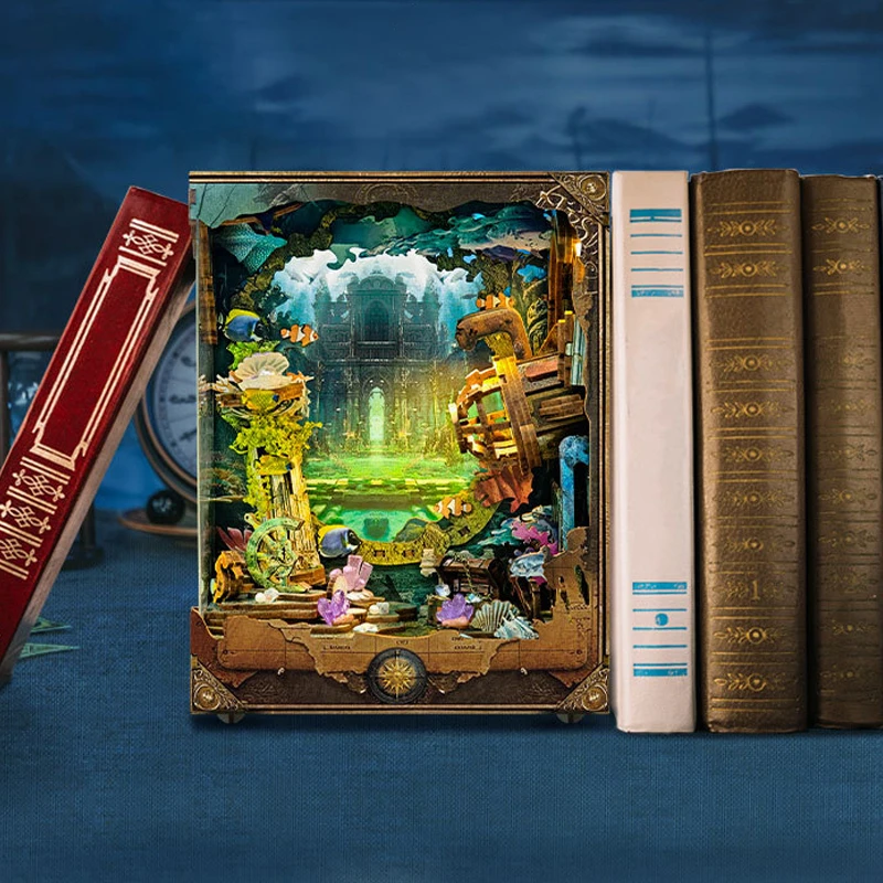 

NEW DIY Wooden Book Nook Figurines Miniatures Kits Discover Atlanta Bookshelf Home Bookend Decoration For Adult Handmade Gifts