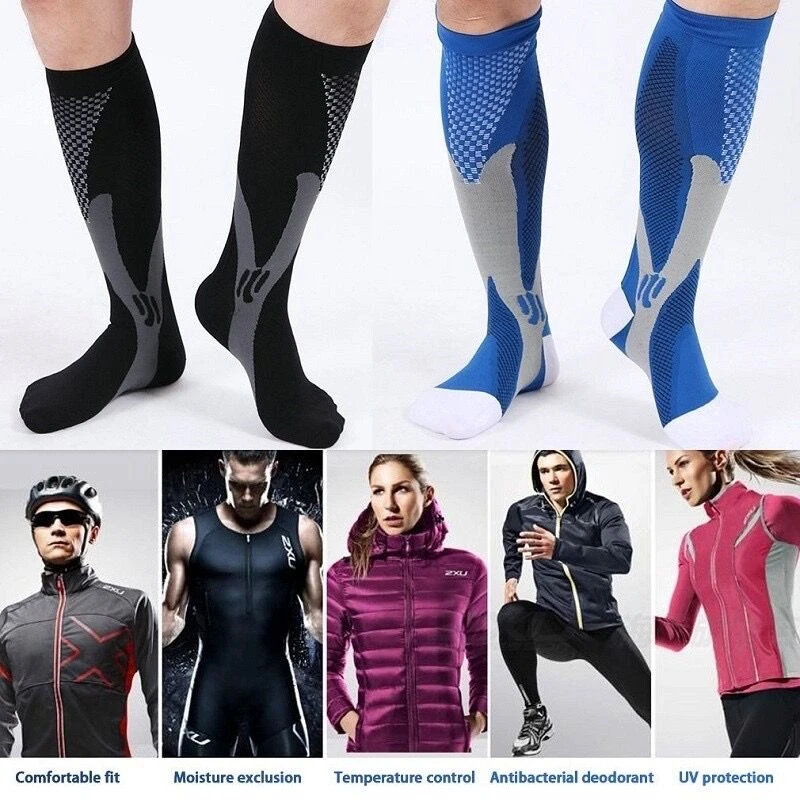 Compression Nylon Sports Stockings Diverse Styles Moisture Wicking Relieve Calf Fatigue Compression Socks Unisex 15-20 mmHg