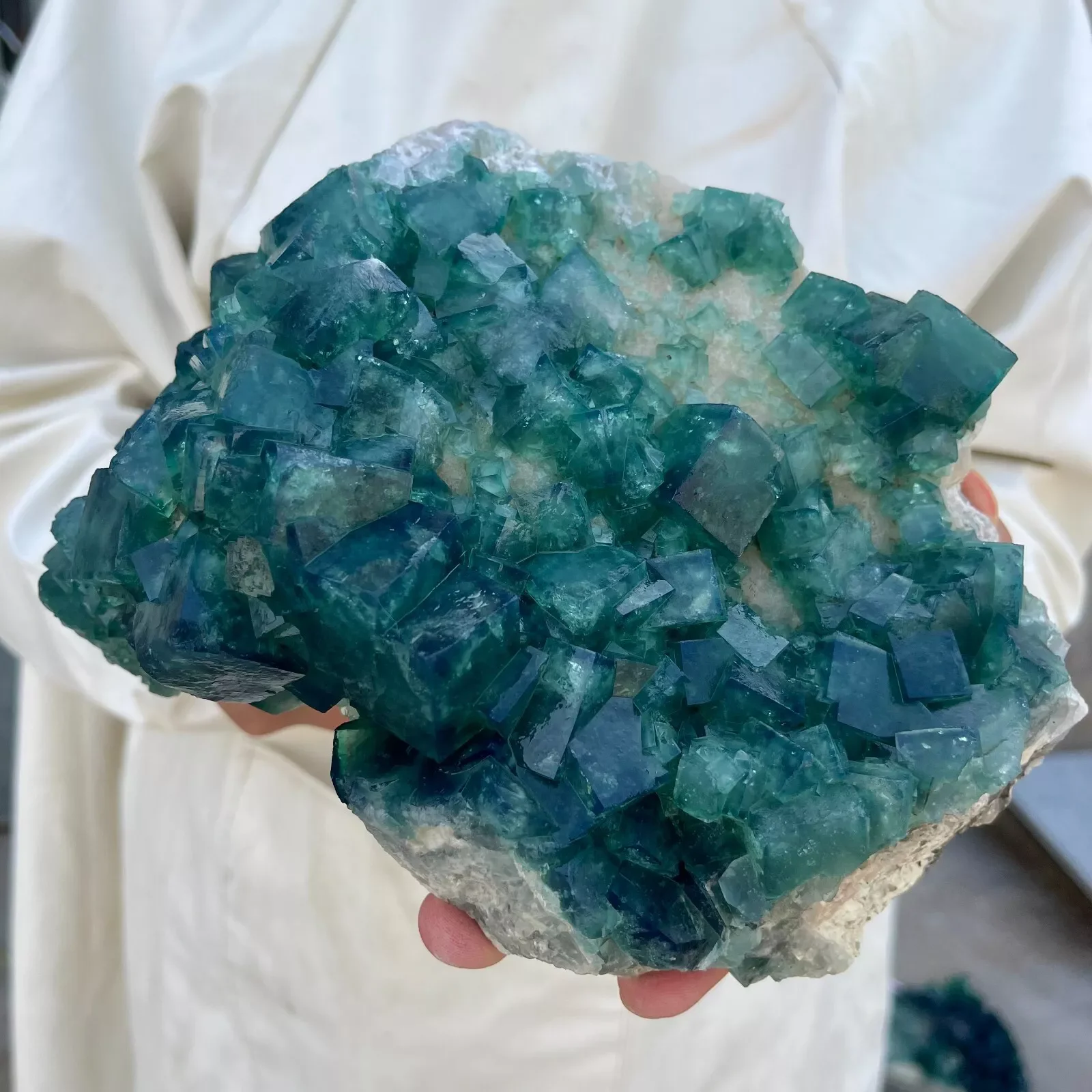 Large NATURAL Green FLUORITE Quartz Crystal Cluster Mineral Specimen