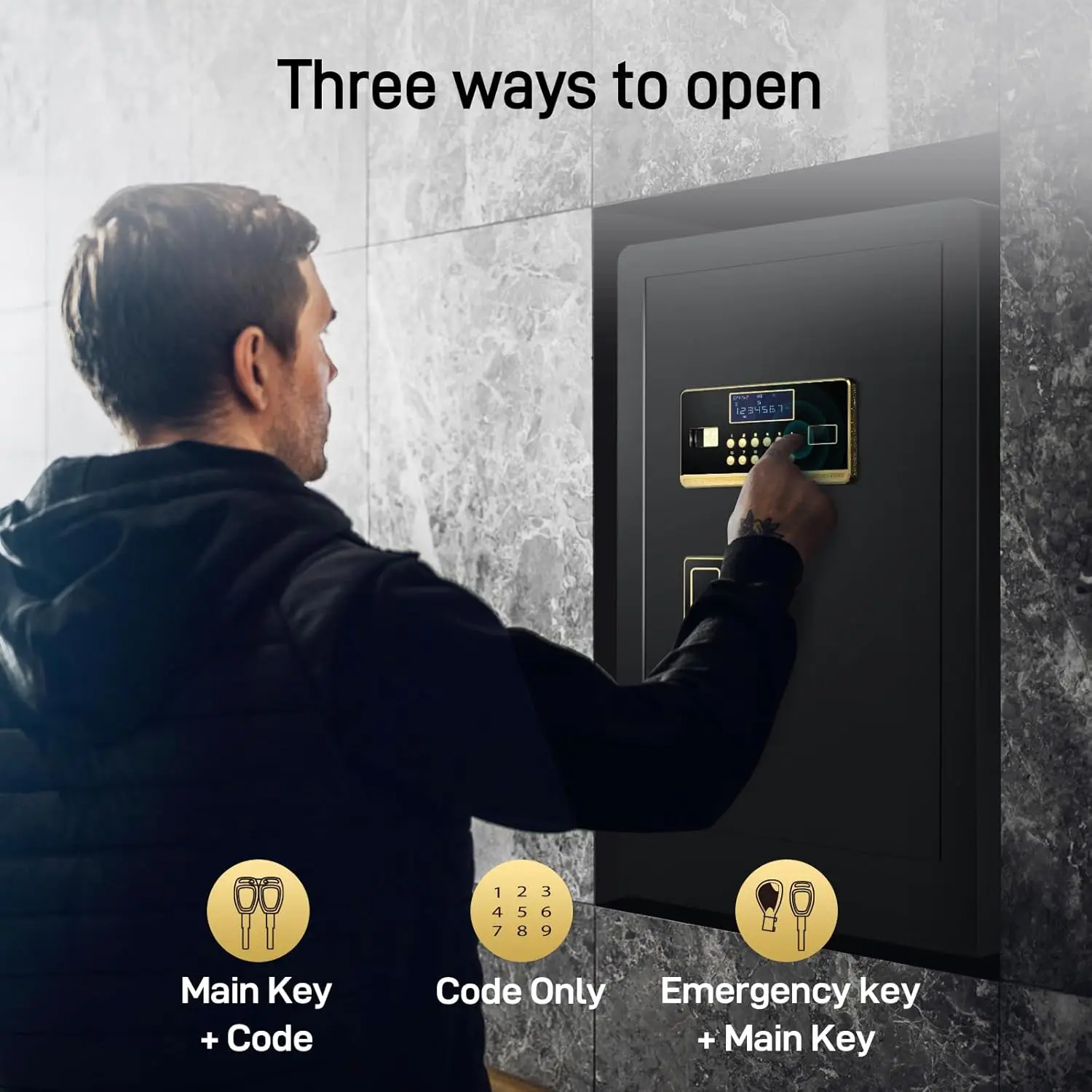 Safe with Interior Drawer, 2.8 Cuft Heavy-Duty Steel Safe Box w/LCD Digital Screen, Diamond Reinforced Lock, Dual Alarm System w