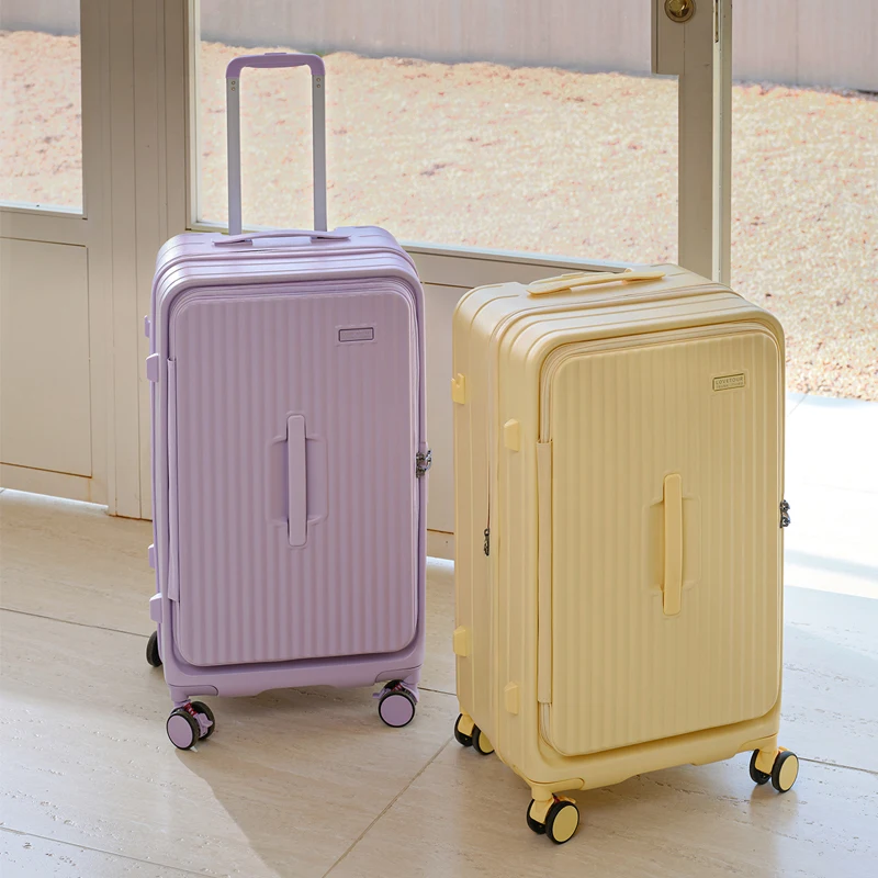 الجانب فتح غطاء سعة كبيرة حقيبة سفر خفيفة الوزن نقية PC توسيع حقيبة تروللي بعجلات 24/26/28/30 بوصة الأمتعة جودة عالية #1