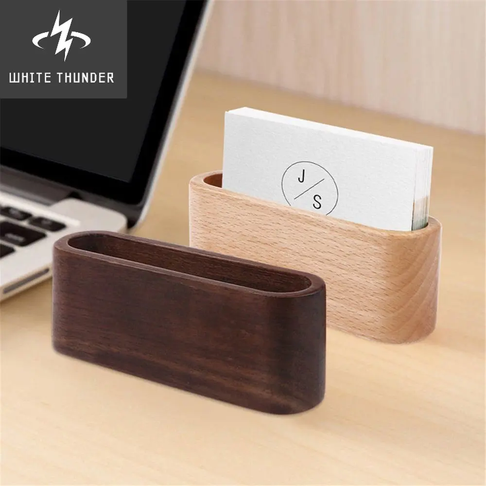 1Pc Wooden Business Card Holders Note Holder Display Device Card Stand Holder Office Supplies Stationery Accessories Organizer