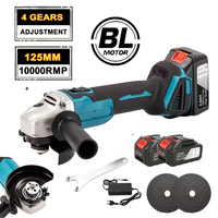 125MM Brushless Electric Angle Grinder 4 Speeds Cordless Grinder Cutting Machine Woodworking Power Tool for Makita 18v Battery