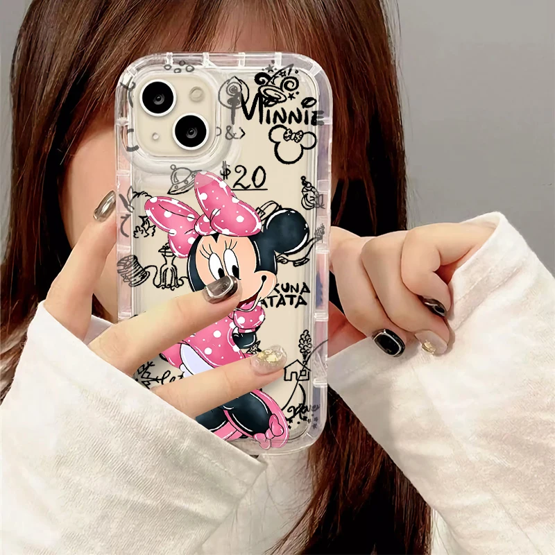 Disney minnie myš průhledný pouzdro pro iPhone 16 15 14 13 12 11pro pro maxi XS X XR 8 7 plus SE 2020 tisk měkké silikon zpět funda