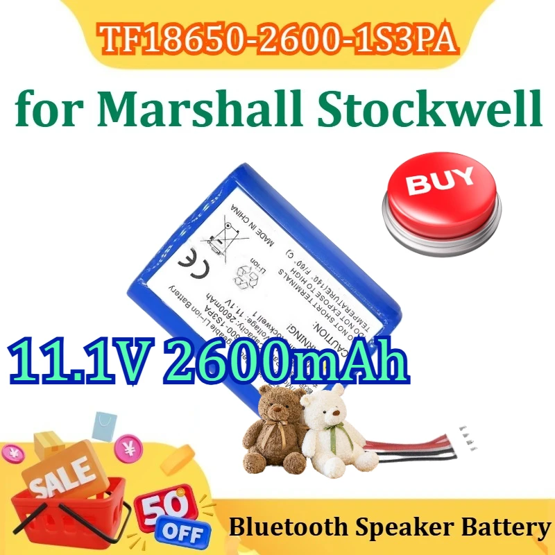 

TF18650-2600-1S3PA for Marshall Stockwell Bluetooth Speaker Battery 11.1V 2600mAh