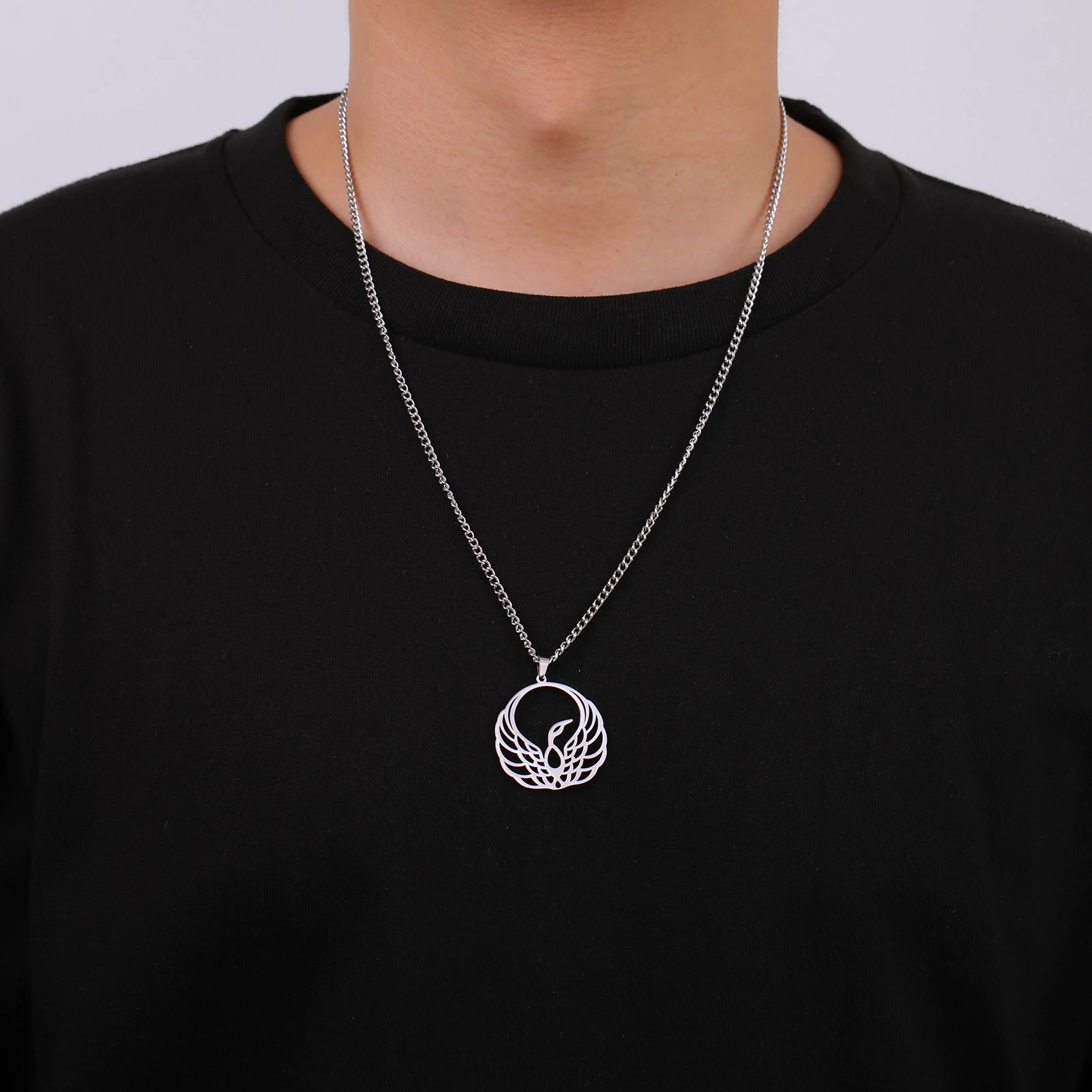 Stainless Steel Phoenix Pendant Necklace for Women