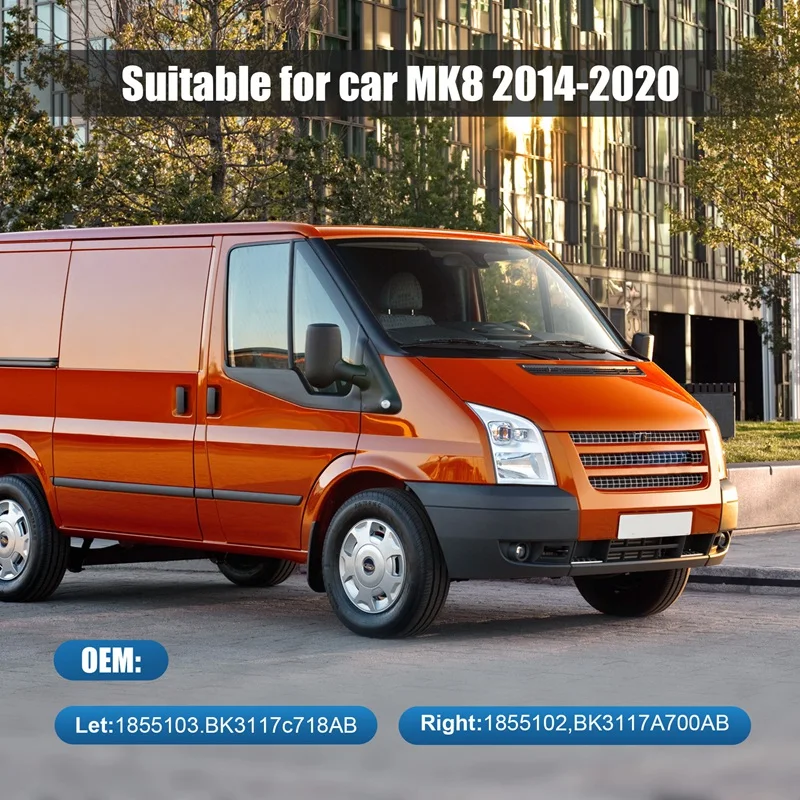 Ford TRANSIT MK8 V363 2014 -2020 용 자동차 앞 하단 도어 윙 후면보기 미러 렌즈 유리