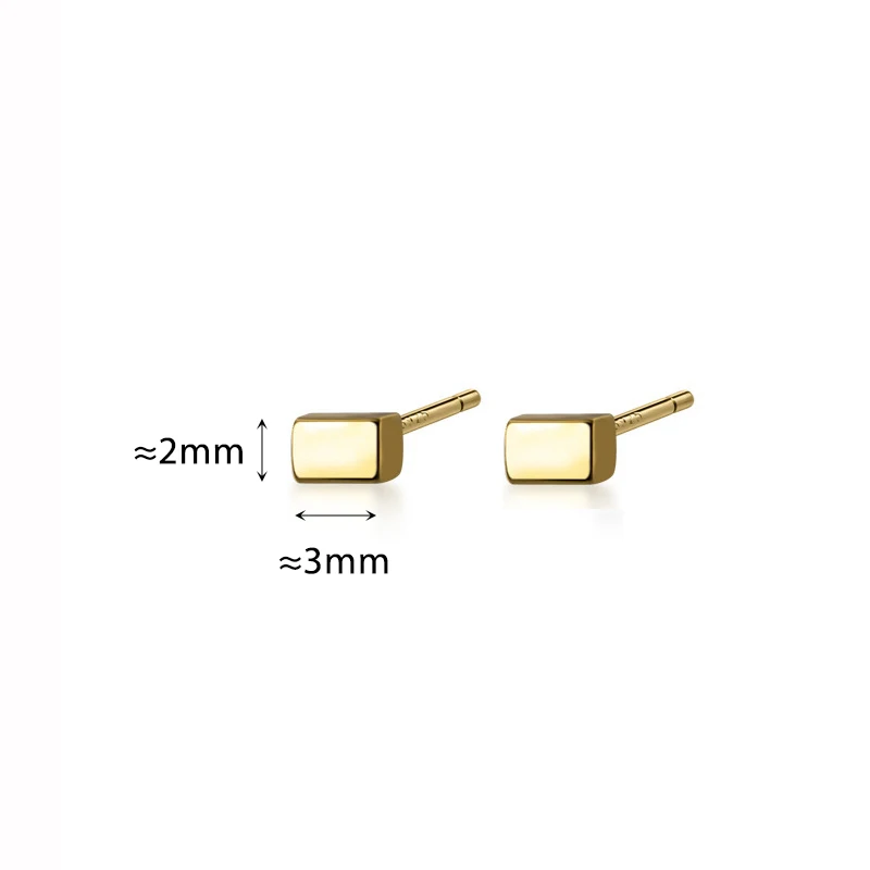 Silver Color Classic Rectangle Block Geometric Stud Earrings for Fashion Women Minimalist Fashion Jewelry Accessories