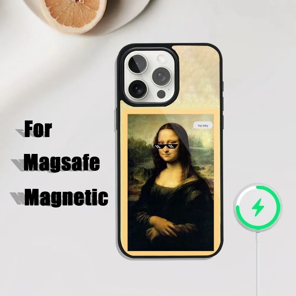 Great Art Mona Lisa Phone Case For iPhone 16,15,14,13,12,11,Plus,Pro,Max Mini Magsafe Magnetic Wireless Charging