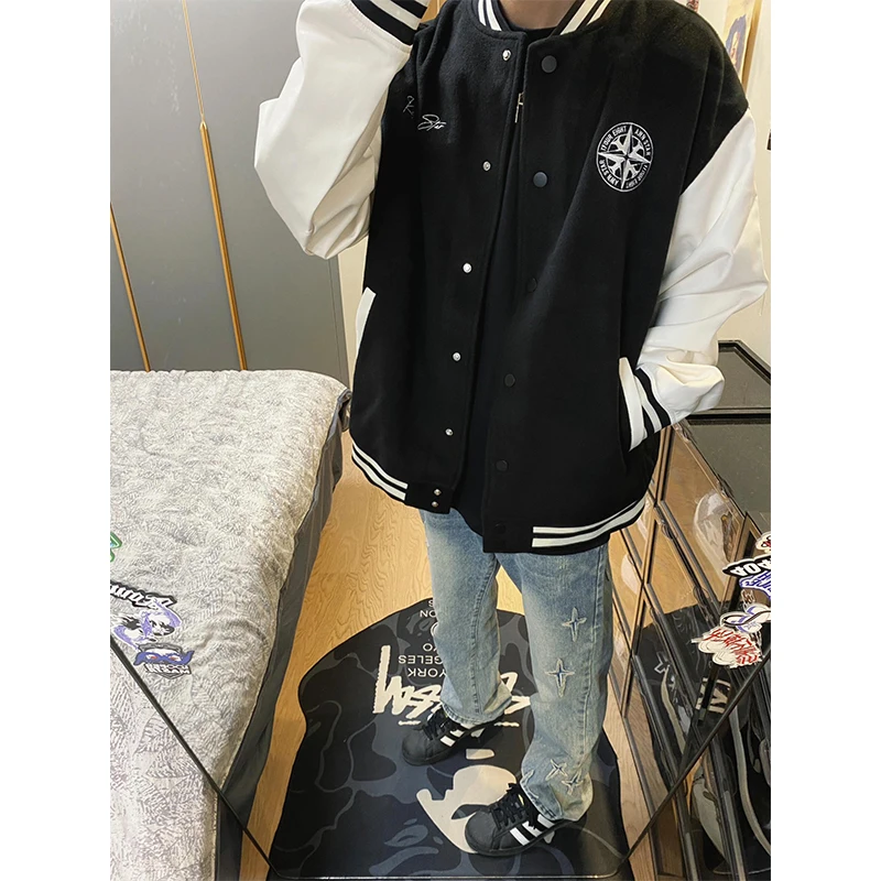 

Мужские облегающие прямые джинсы с вышивкой крестом, модные брендовые хлопковые джинсовые джинсы в американском стиле High Street Sle, молодежная мода