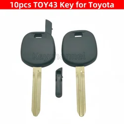 10pcs Toy43 Car Key Chip Shell Transponder Key Case Blade Key Spare Key for Toyota Corolla Camry Rav4 Yaris Vios Fortuner Hilux