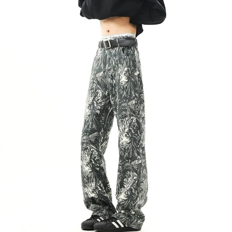 Herbst Retro Jacquard Design Gedruckt Baggy Jeans Für Mann Hip Hop Mode Gerade Denim Pantalones Y2K Streetwear Breite Bein Jean