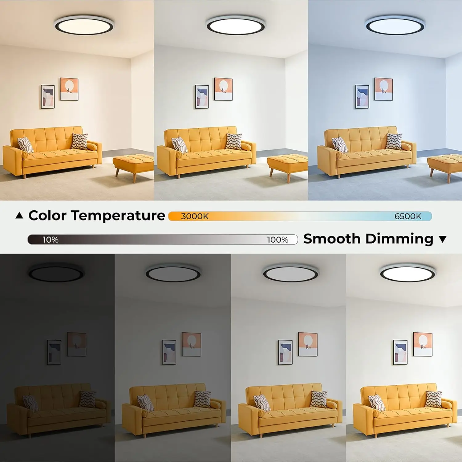 13Inch RGB LED Ceiling Light with Remote, Dimmable Color Changing Fixture for Bedroom Party