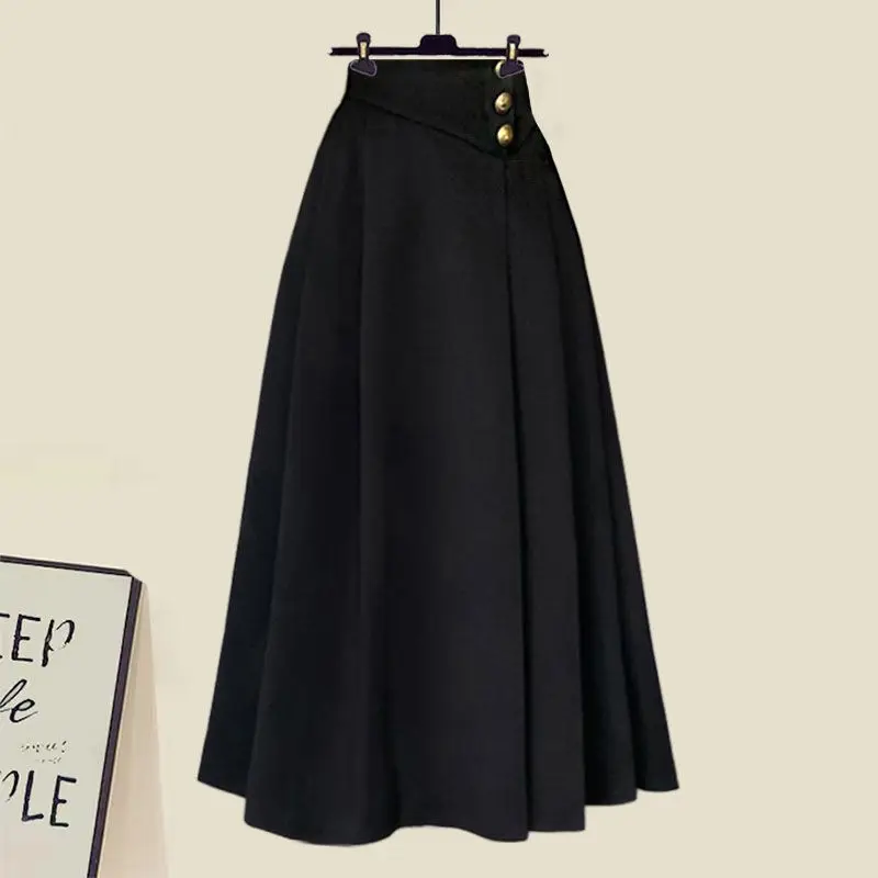 Women Autumn Winter Fashion Short Sweater Black A-Line Skirts 1 or 3 Piece Set 2023 New Lady Knit Pullover Tops Skirt Outfits