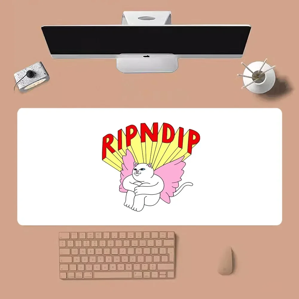 Cute Middle Finger Cat R-RIPNDIP Mouse Pad Non-slip Lockedge Office Student Gaming Thickened Large Writing Pad Cushion