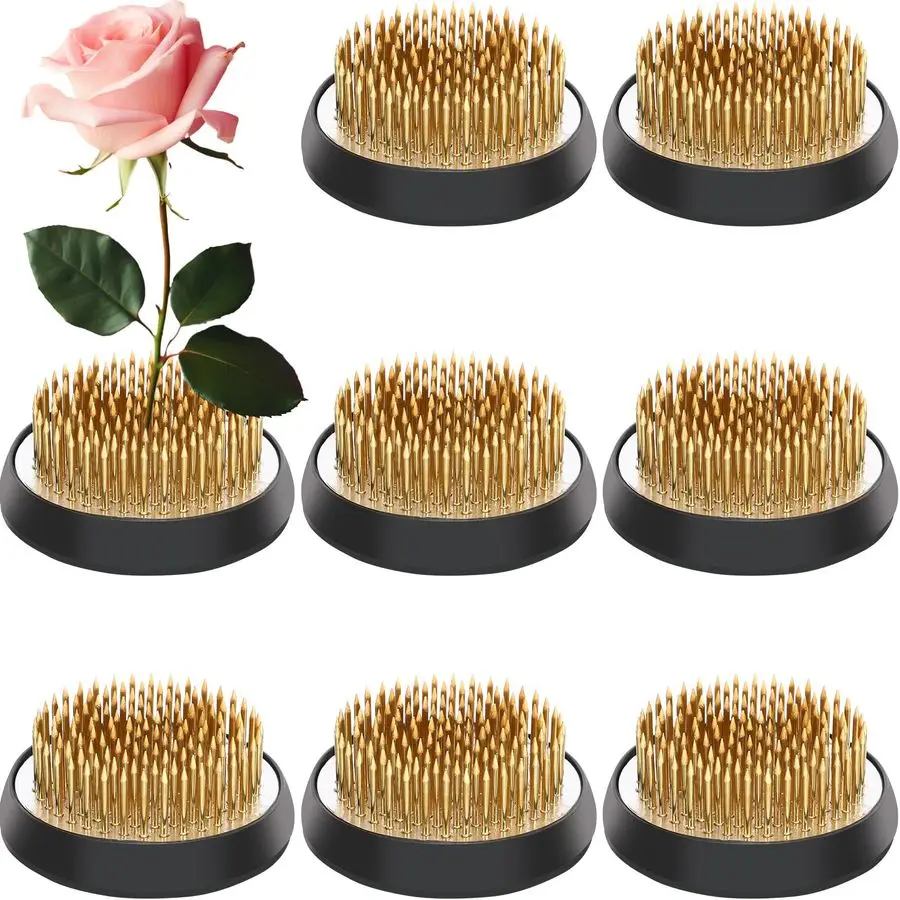 

8 Pcs 2 Inch Floral Frogs Round Brass Flower Holder Japanese Ikebana Vase Floral Frogs Arranger Fixed Tools Pin for Flower Arran