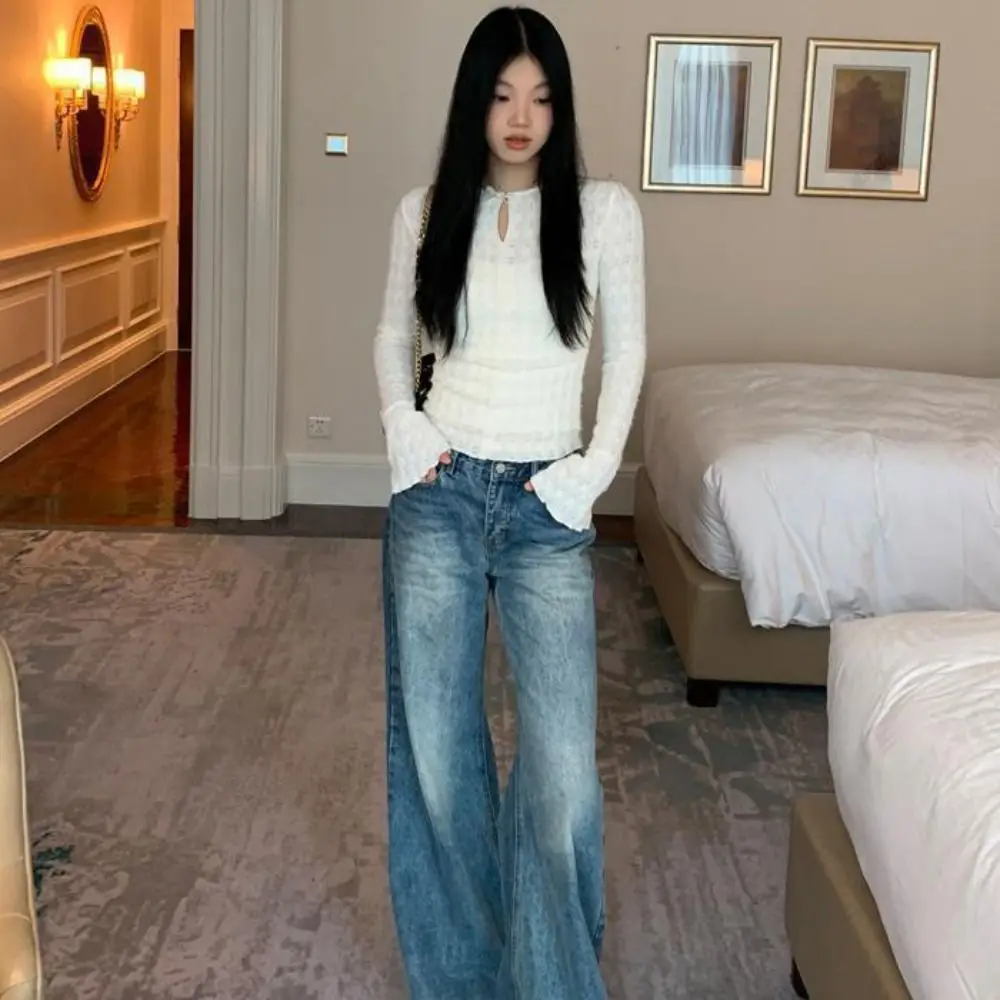 

Stylish Sweet Long Sleeve T-shirt Bell Sleeves Bottoming Shirt Slim Fit Pullover Chic Autumn Winter Knit Top Streetwear