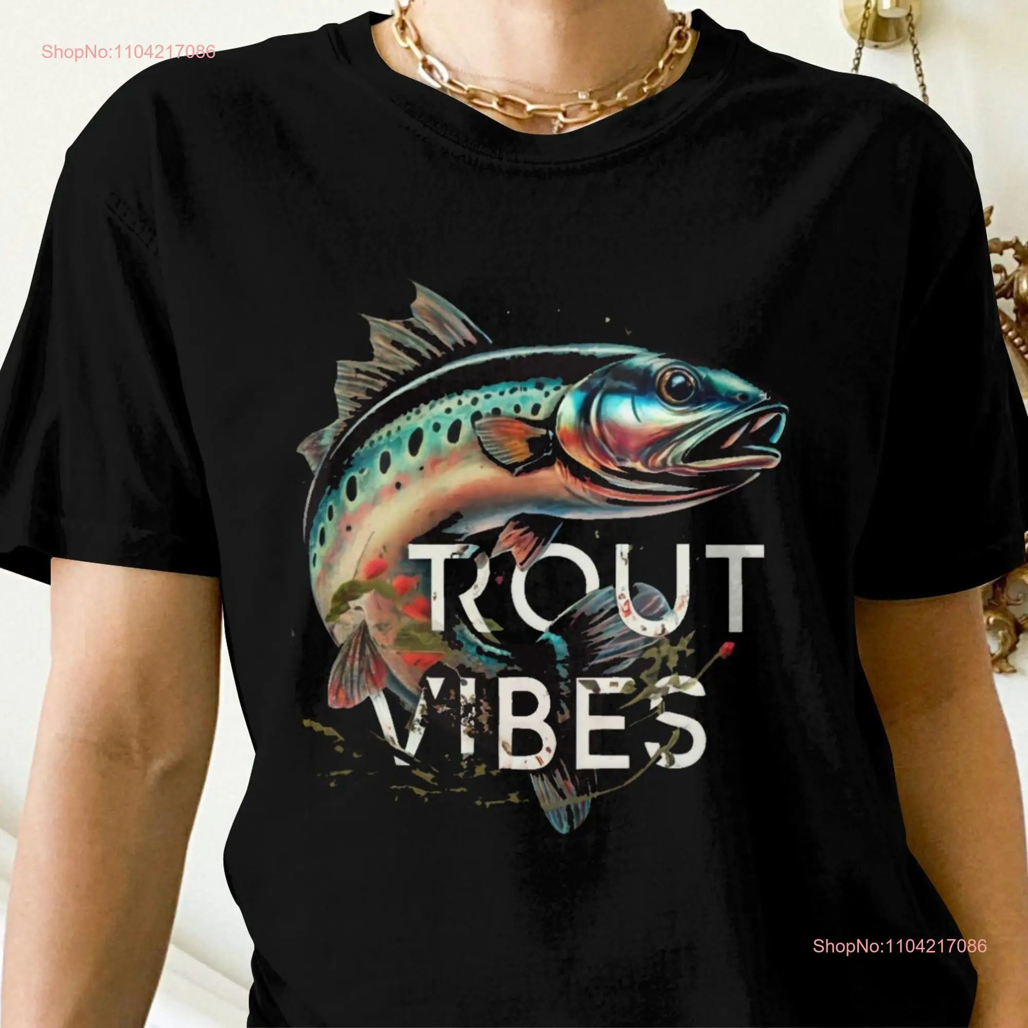 Retro Trout Fishing T Shirt Unique Fisherman Lovers Cool Outdoor Apparel Vibes Design SweaT  long or short sleeves