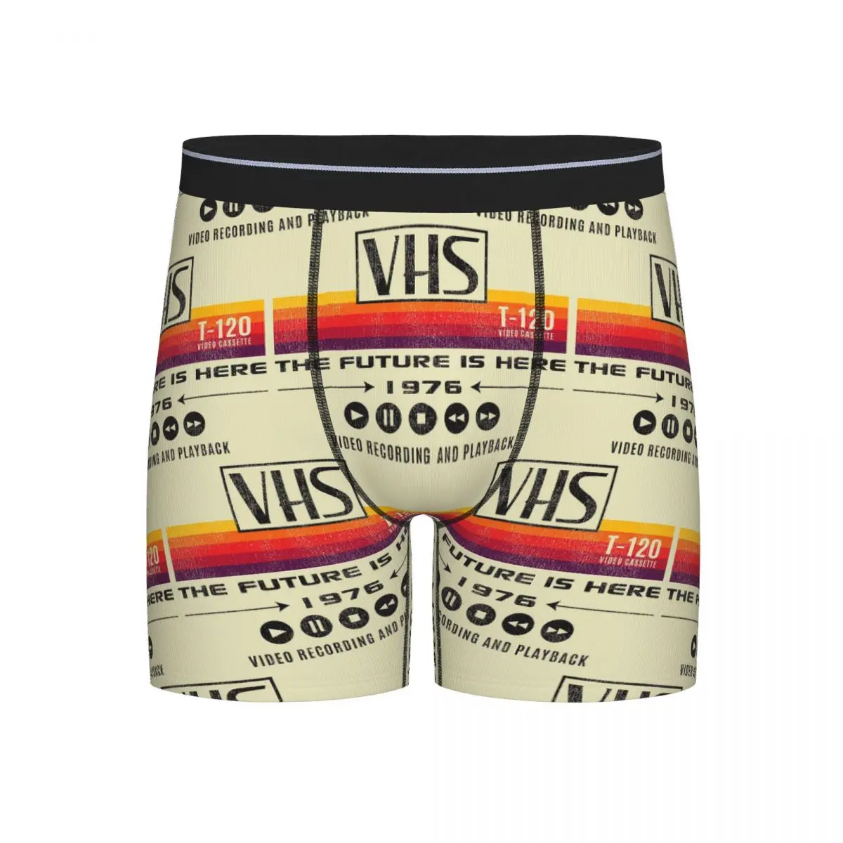

Длинные трусы-боксеры, шорты VHS The Future Is Here 1976, потертые трусы, мужское нижнее белье для Homme, мужской подарок бойфренду