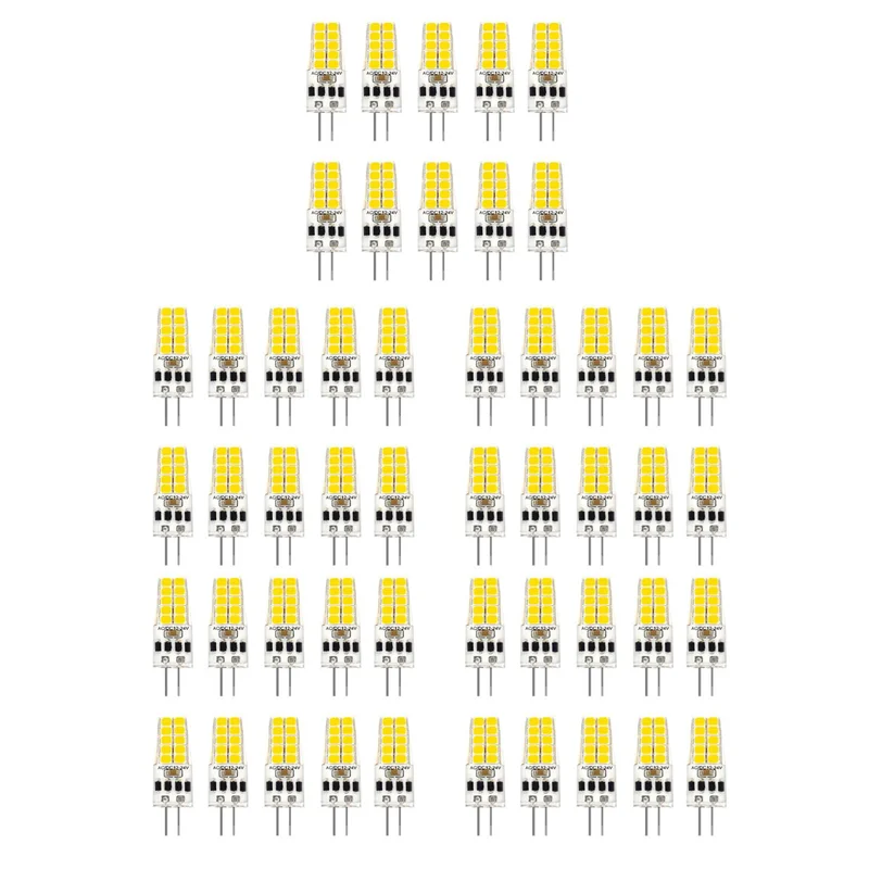 A95G 50PCS G4 LED Bulb AC/DC12V-24V 3W LED G4 Light 20LED 360  Angle Light 2835SMD Replace 30W Halogen Lamp,Cool White