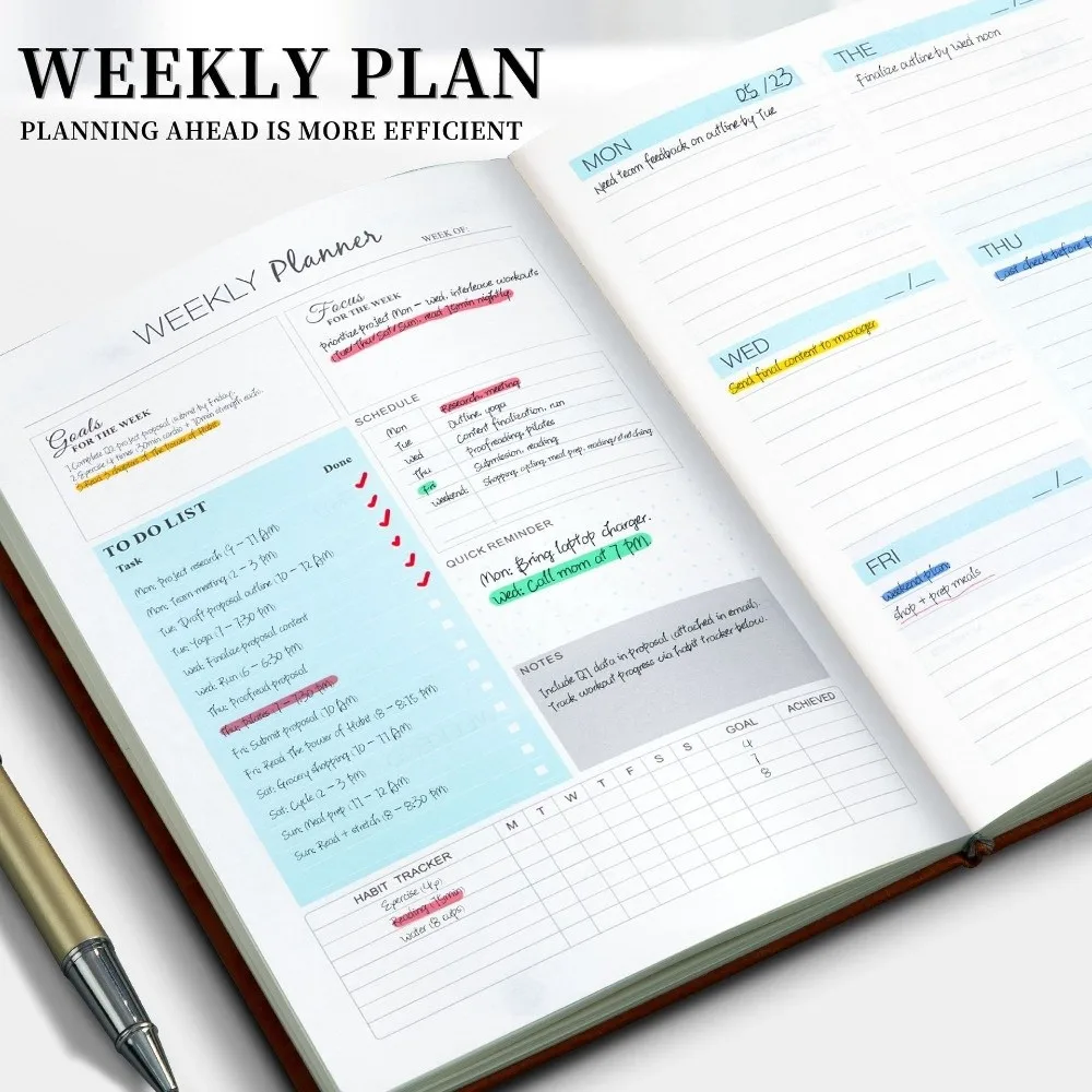 English Edition A5 Weekly Planner To-do List Efficiency Cash Budget Book Durable Thick Paper Personal Schedule Planner