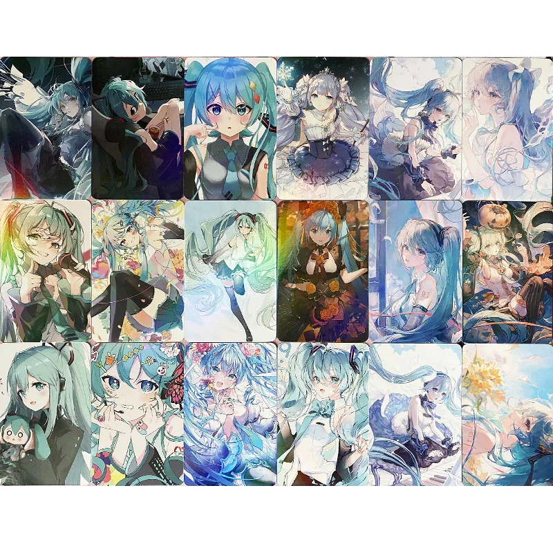 Boxed 50pcs/set New Anime Hatsune Miku Kawaii Figure Laser card HD atlas photo collection LOMO card photo card Model Toys Gifts