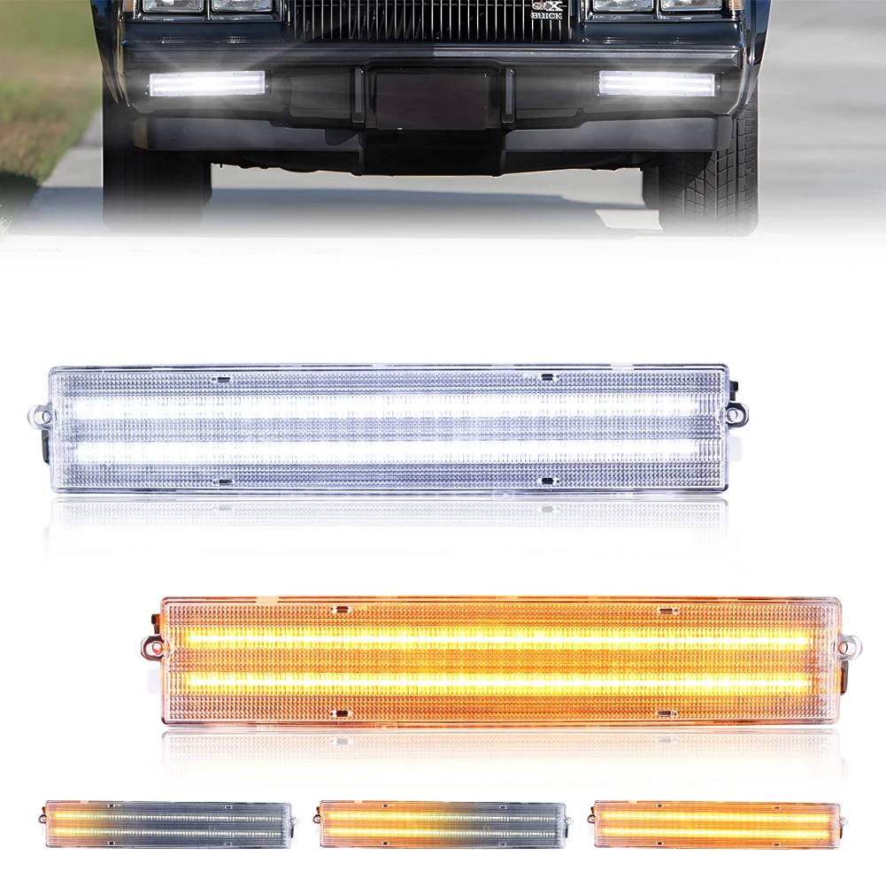 2X Front Daytime Running Light Turn Signal Light Parking Light LED For 1980 1981 1982 1983 1984 1985 1986 1987 1987 Buick Regal