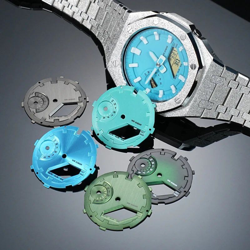 High quality modified watch accessories for G-SHOCK Casio GA2100 GA2110 watch farm oak modified metal surface dial