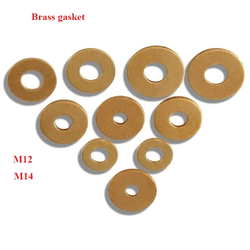 

1-30Pcs M12 M14 Round Flat Washer Brass Gasket Shim Copper Metal Meson Pad Spacer GB97 Brass Plain Washer