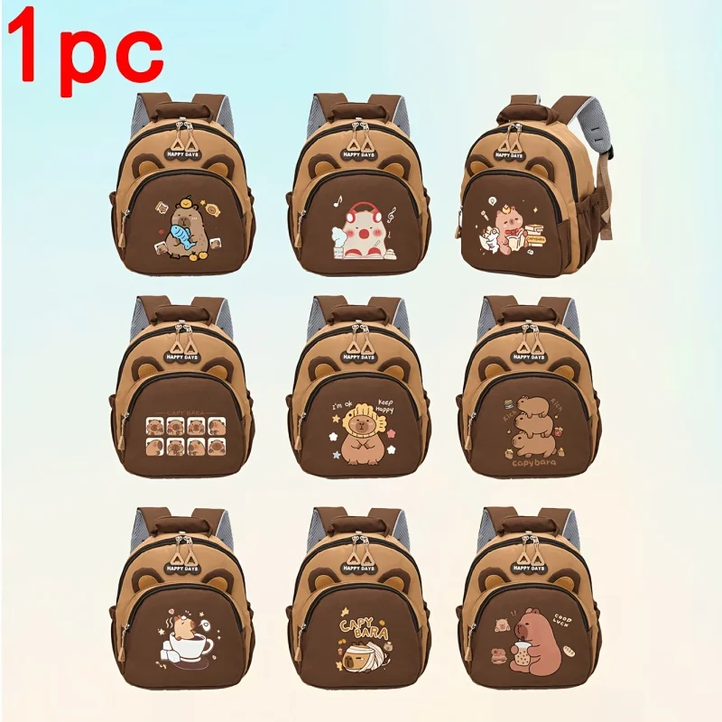 

Милый мультяшный мини-рюкзак в виде медвежонка для школьного сезона, с принтом капибары, идеально подходит для ежедневных поездок в школу.
