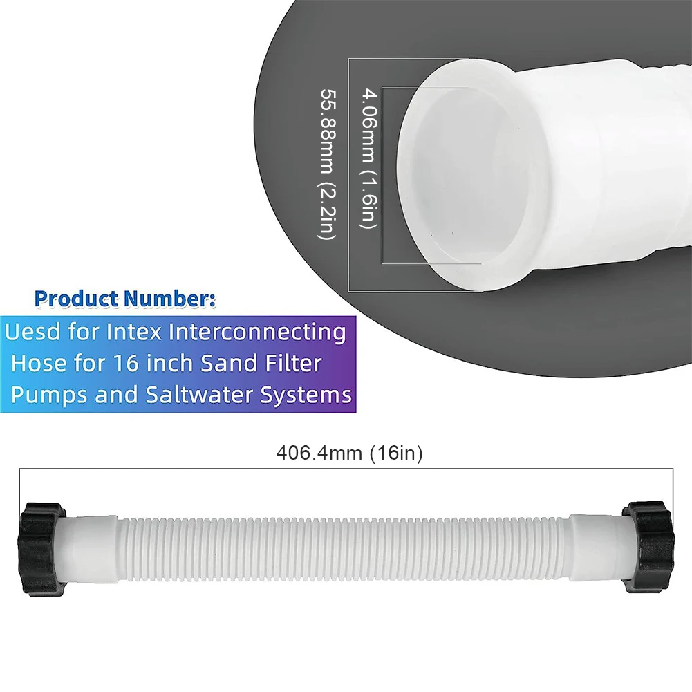 수영장 모래 필터 펌프 호스, 수영장 펌프 교체 호스, 인텍스 수영장 액세서리용 상호 연결 호스, 16 인치, 1 개, 2 개