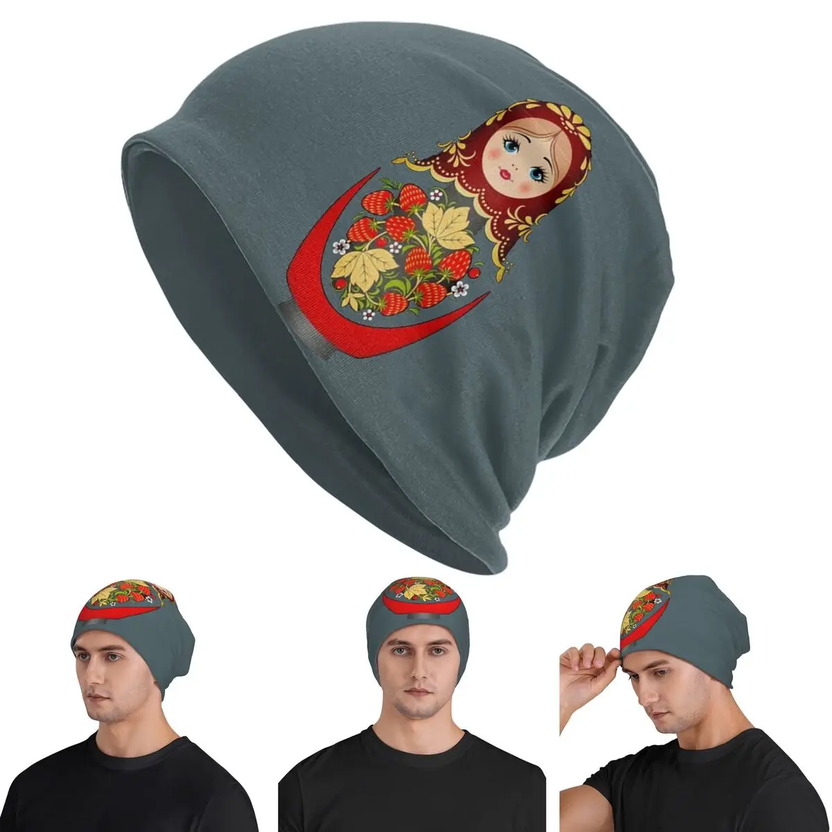

Matryoshka Russian Nesting Doll Skullies Beanies Hats Warm Autumn Winter Outdoor Cap Knitted Bonnet Caps for Unisex Adult