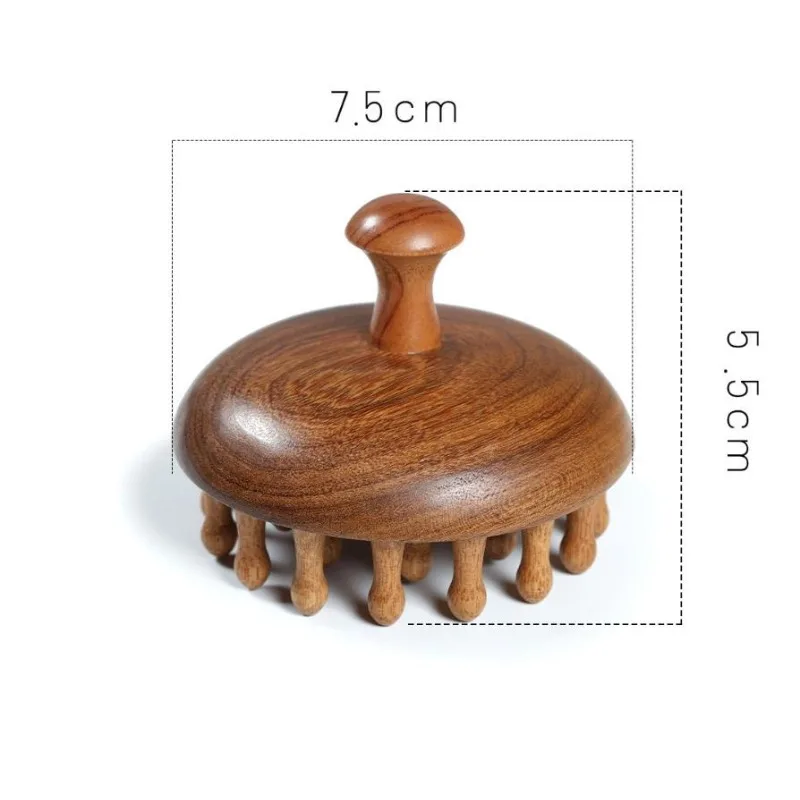 Sandalwood Massage Comb with Finger Ring Wooden Head Meridian Comb Scalp Massager Anti-Static Full Body Guasha Tool