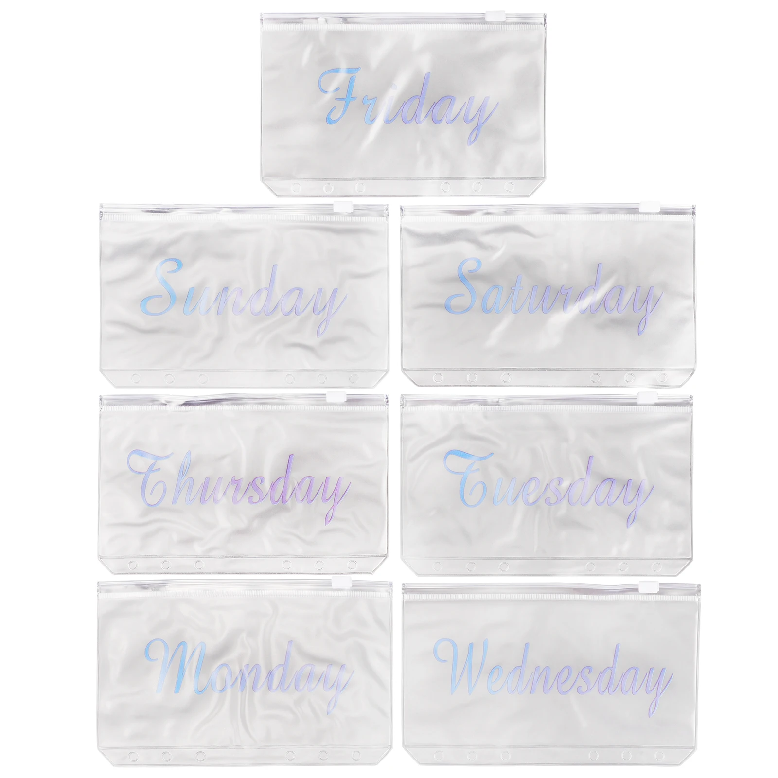 

14pcs 14 A6 Bags Plastic Folder Weekly Document Filing PVC Transparent Pouches 6 Holes Binder Pockets Cash Storage Folder